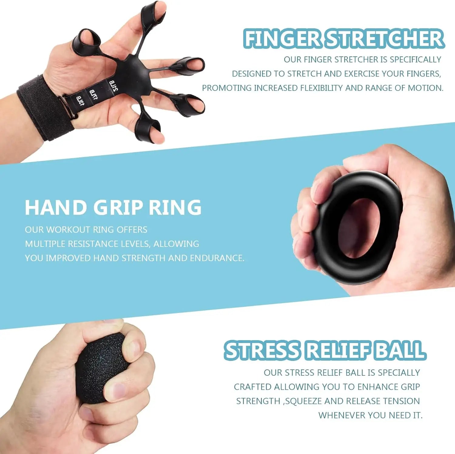 Grip Trainer Kit with Adjustable Hand Gripper & Accessories