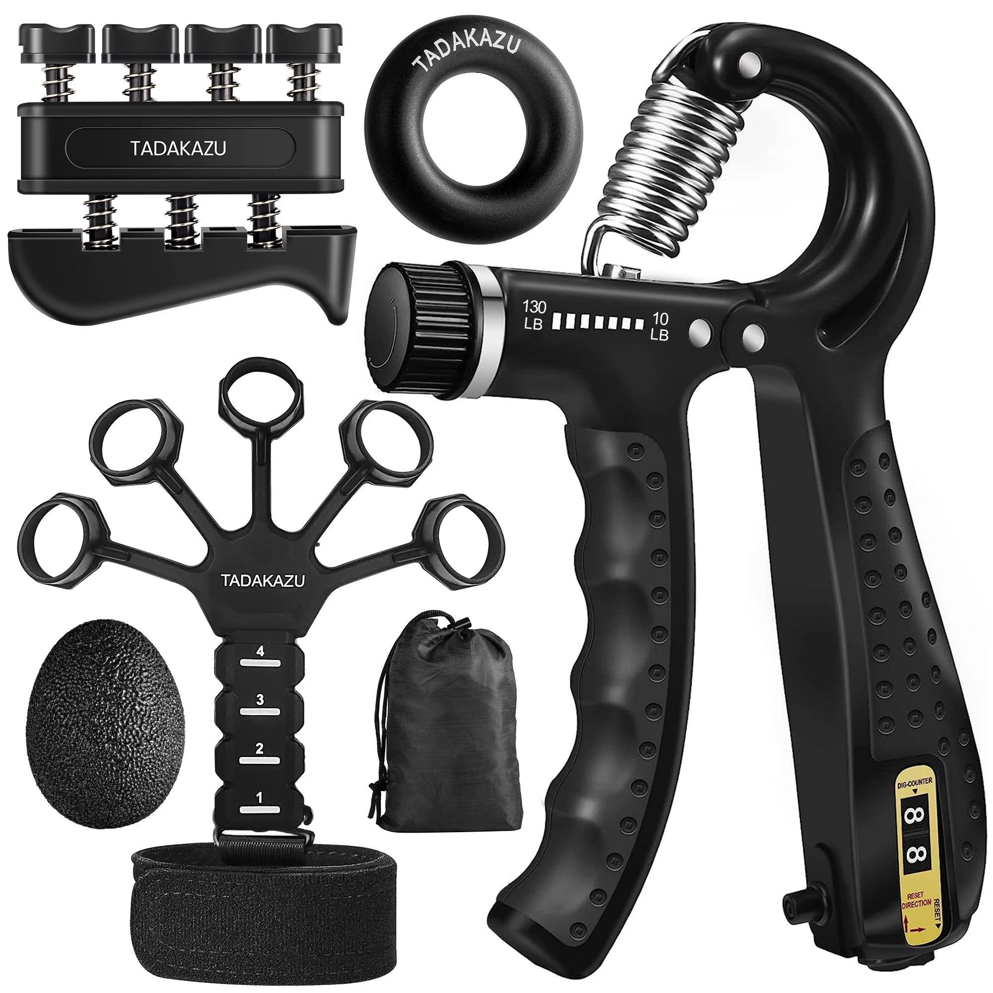Grip Trainer Kit with Adjustable Hand Gripper & Accessories