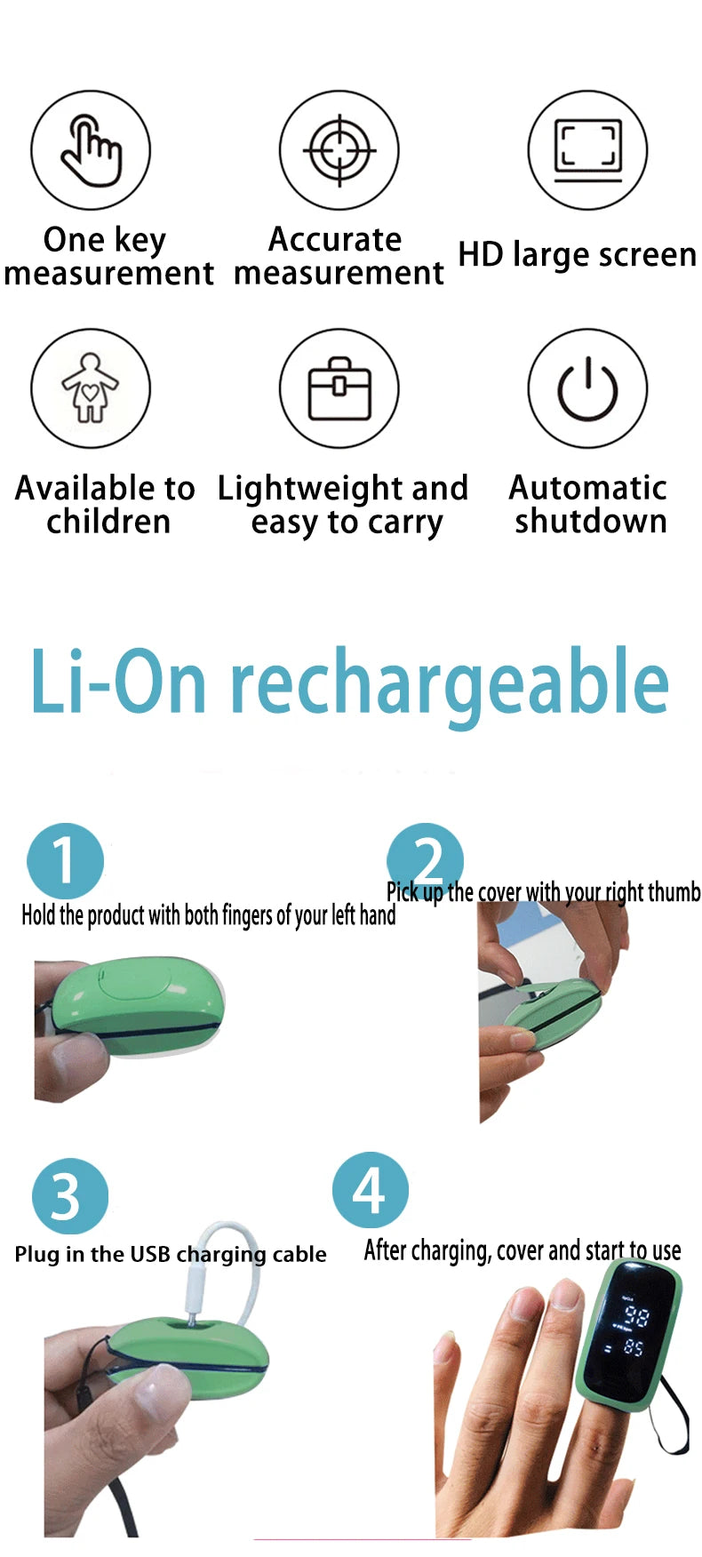 Rechargeable Finger Pulse Oximeter