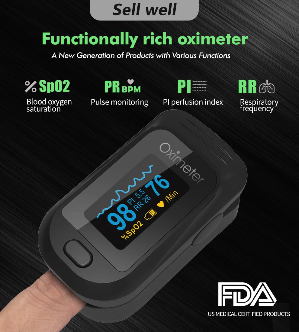 KIUZOU Finger Pulse Oximeter OLED Blood Oxygen & Heart Rate Monitor