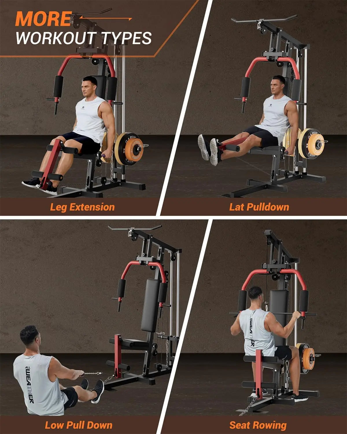 Home Gym Full Body Strength Training Machine with Pulley & Leg Press