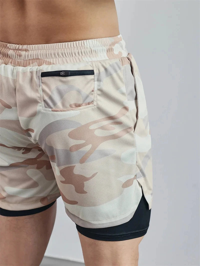 Men’s Multi-Pocket Camouflage Fitness Shorts
