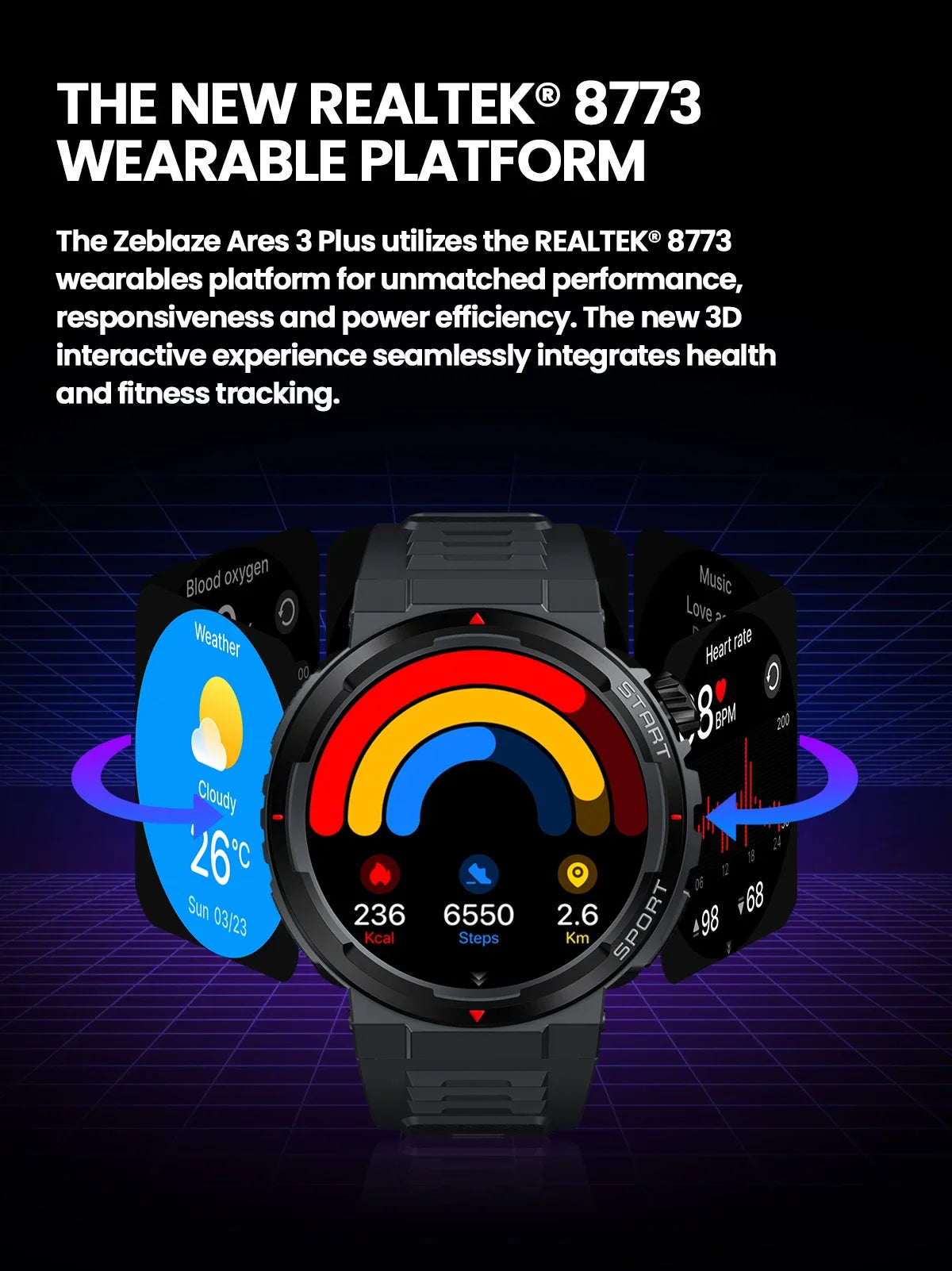 Zeblaze Ares 3 Plus 1.43'' HD AMOLED Voice Calling Smartwatch