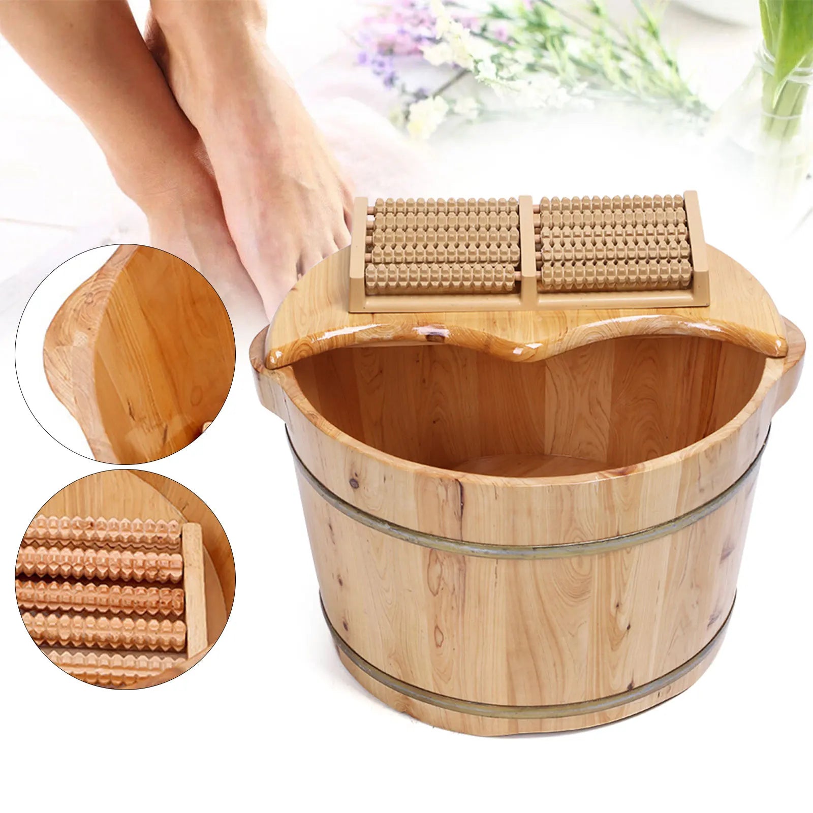 Cedar Wood Foot Bath Tub Set