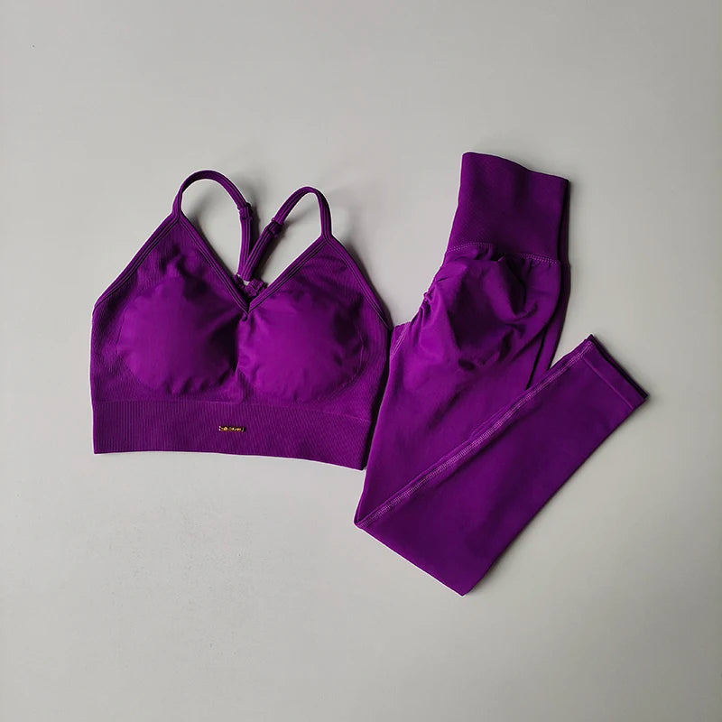 Women’s Seamless Hip-Lifting V-Neck Yoga Set