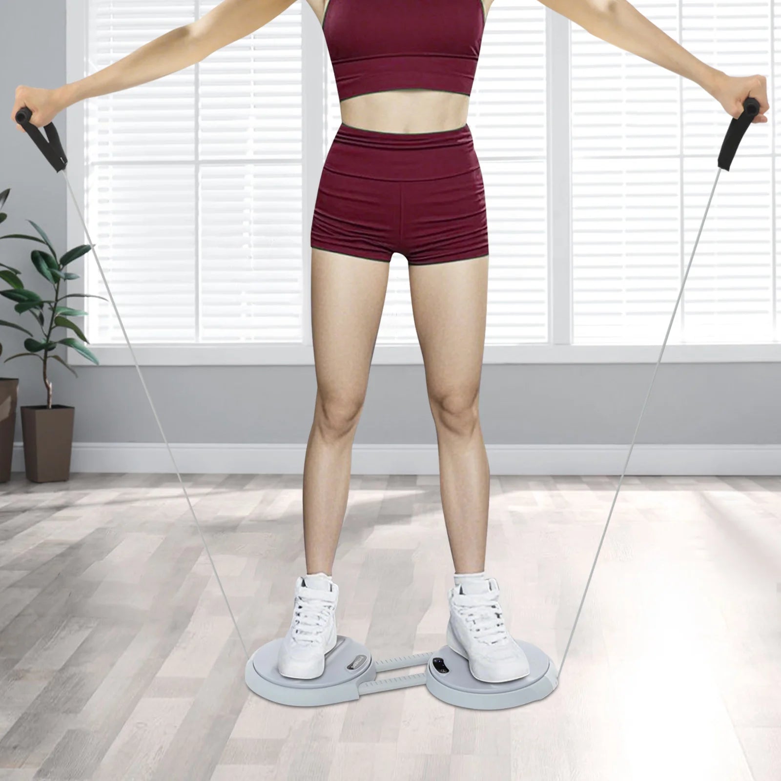 Waist Twisting Fitness Board with Elastic Tension Ropes