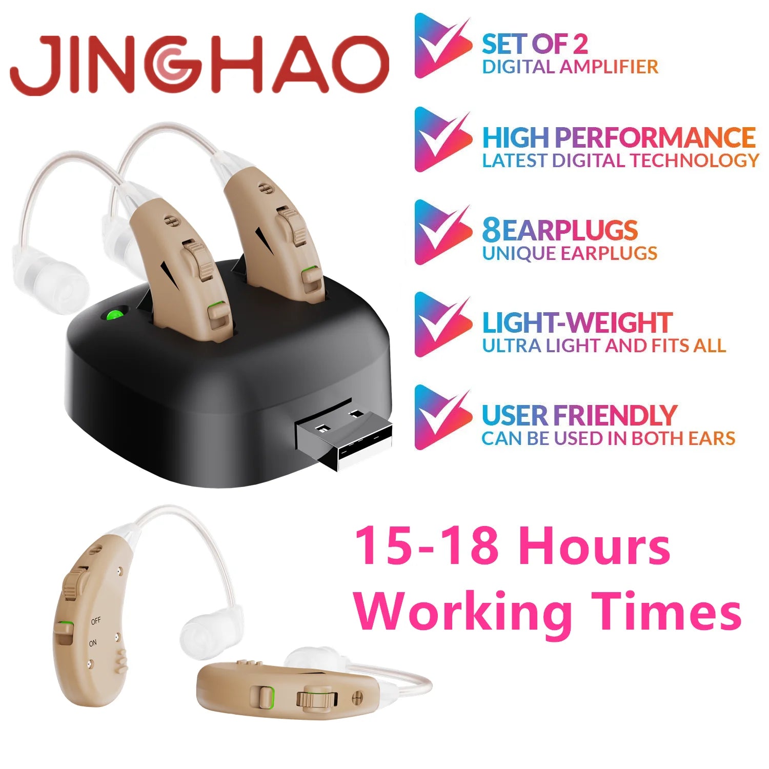 JINGHAO Rechargeable BTE Hearing Aids
