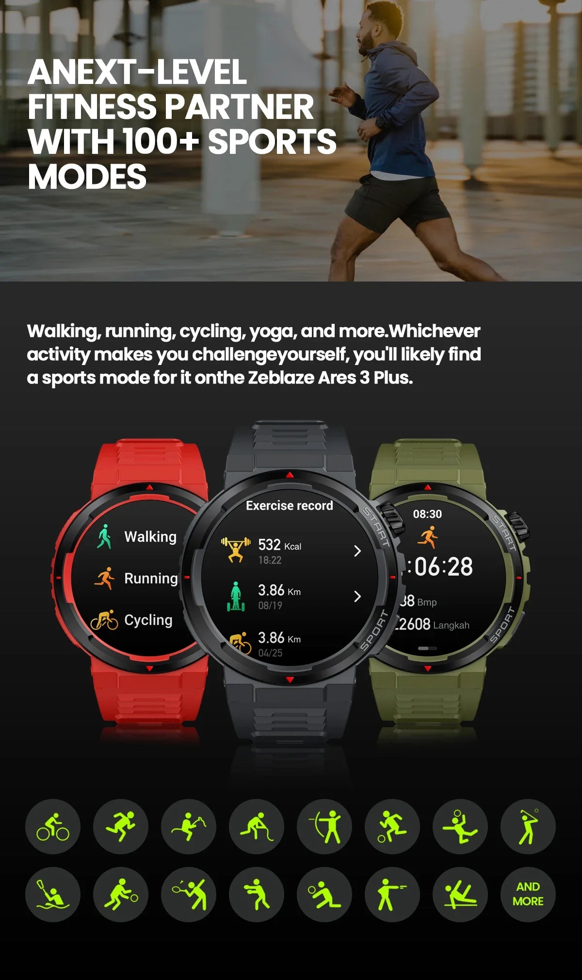 Zeblaze Ares 3 Plus 1.43'' HD AMOLED Voice Calling Smartwatch
