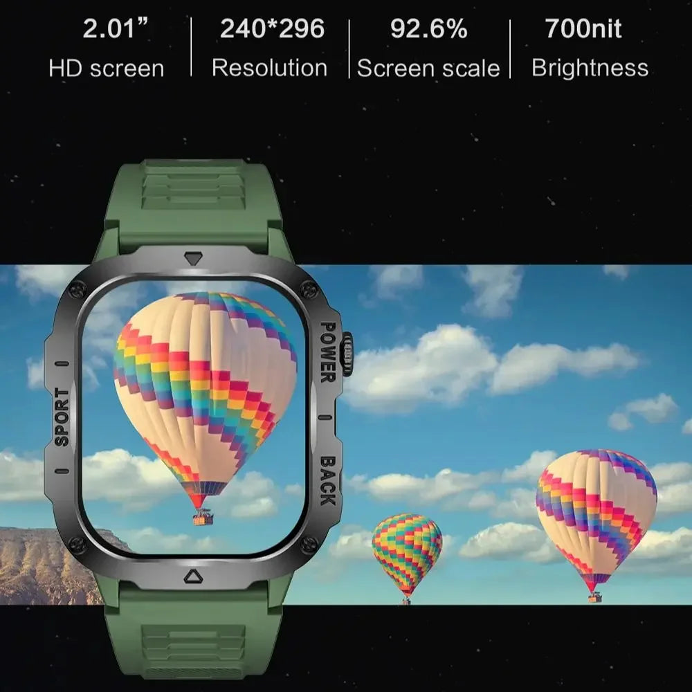 KM01 Smart Watch for Men – Bluetooth Calls, 2.01" TFT Screen, Music & SMS