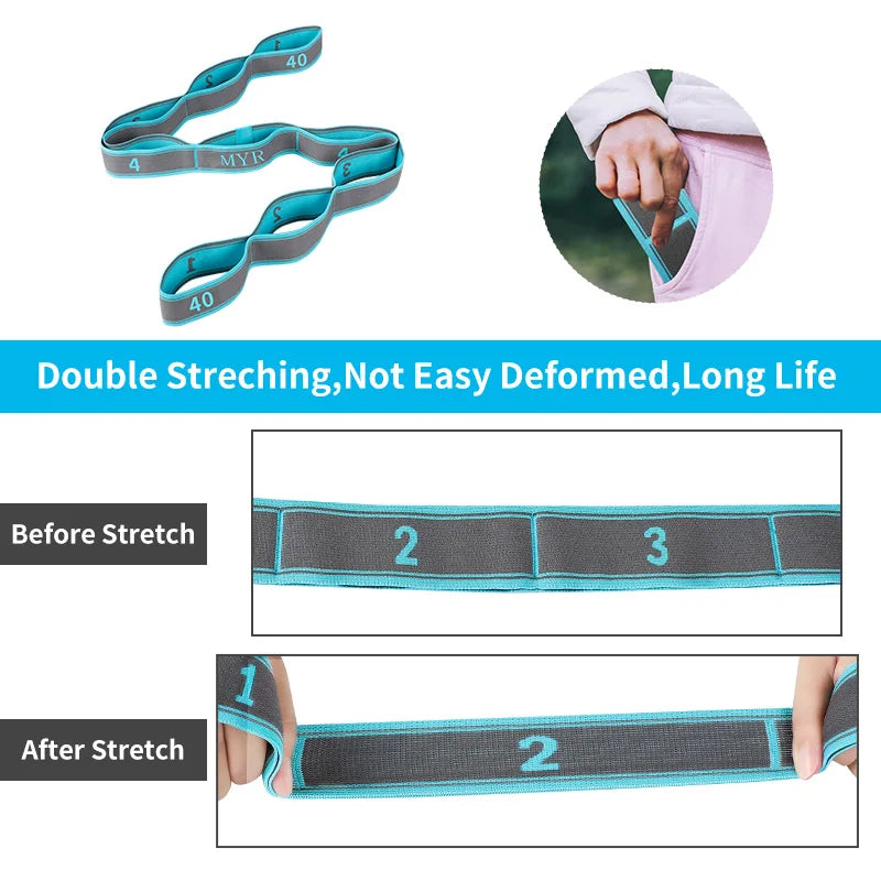 Elastic Yoga Stretching Strap with Loops