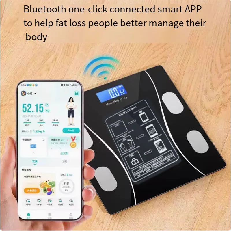 Smart Bluetooth Body Fat Electronic Scale with App & Charging