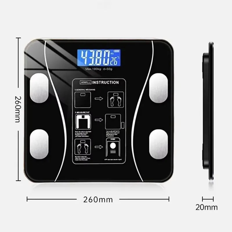 Smart Bluetooth Body Fat Electronic Scale with App & Charging