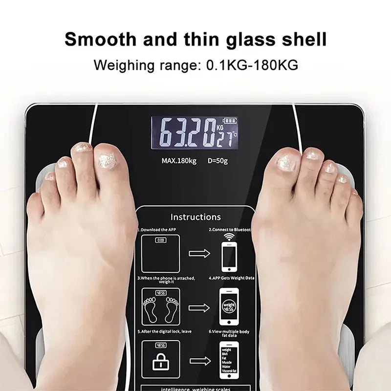 Smart Bluetooth Body Fat Electronic Scale with App & Charging