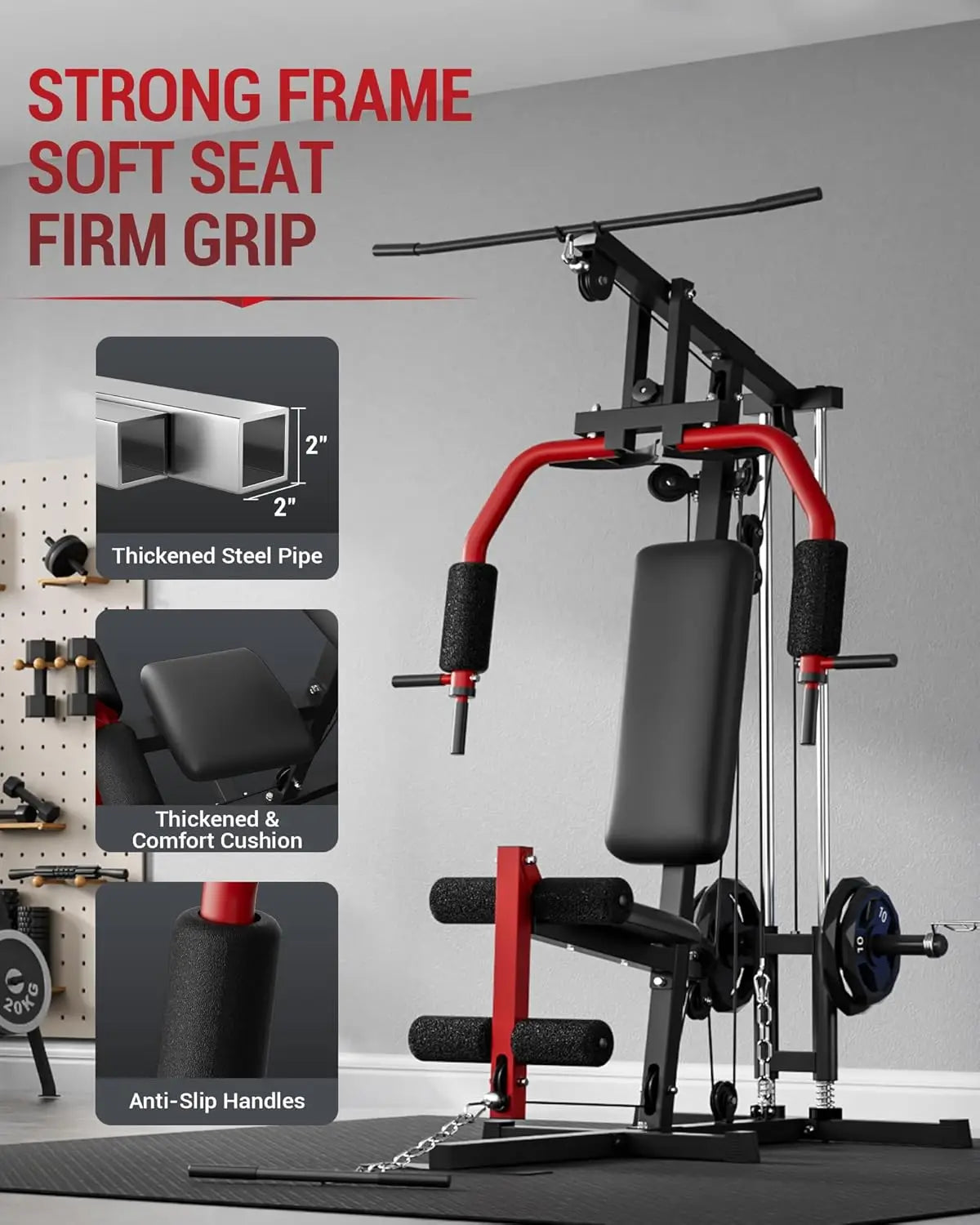 Home Gym Full Body Strength Training Machine with Pulley & Leg Press