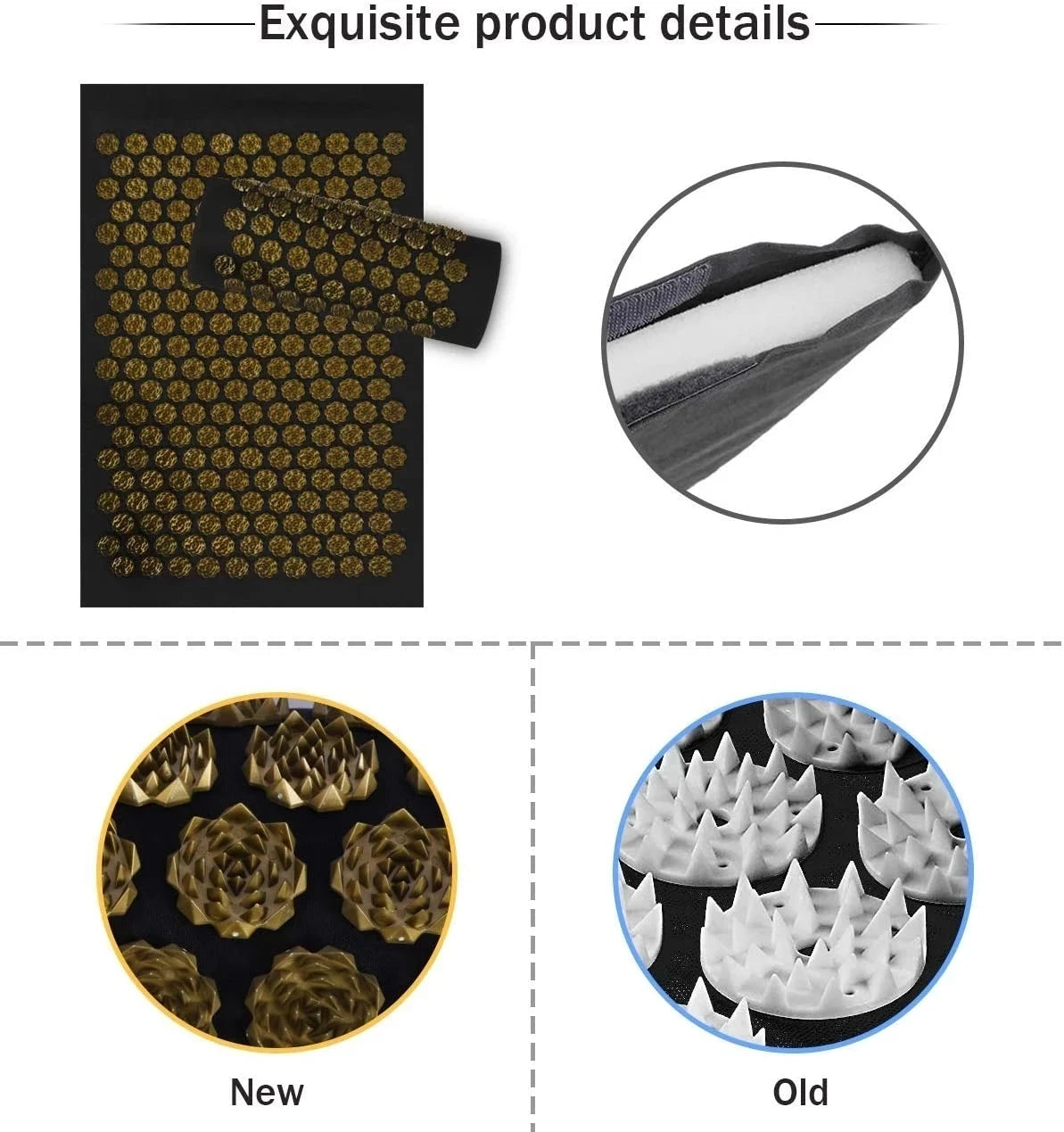 Acupressure Yoga Mat with Kuznetsov Applicator & Spike Cushion