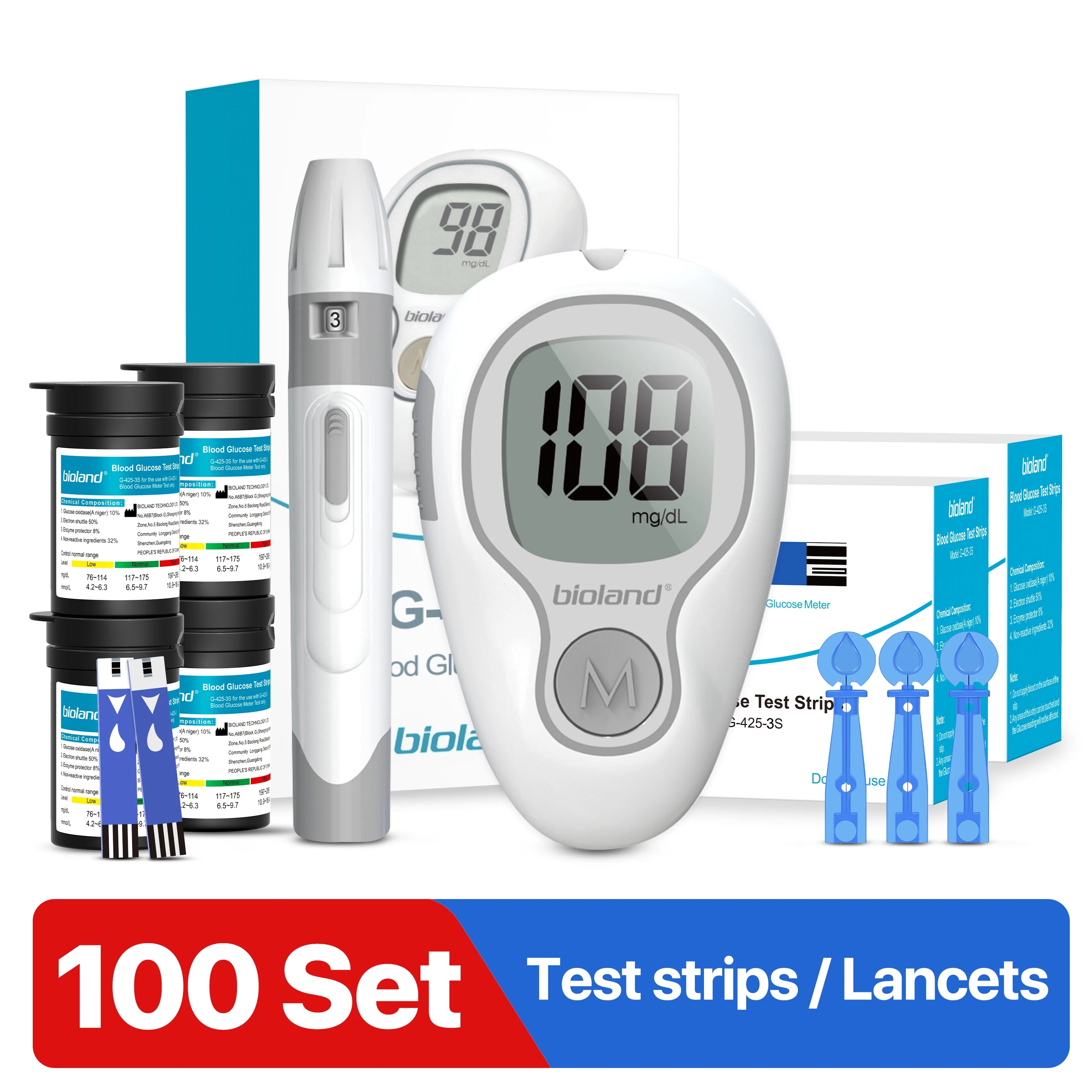 LinkSun Blood Glucose Meter G-425-3 with No-Code Test Strips