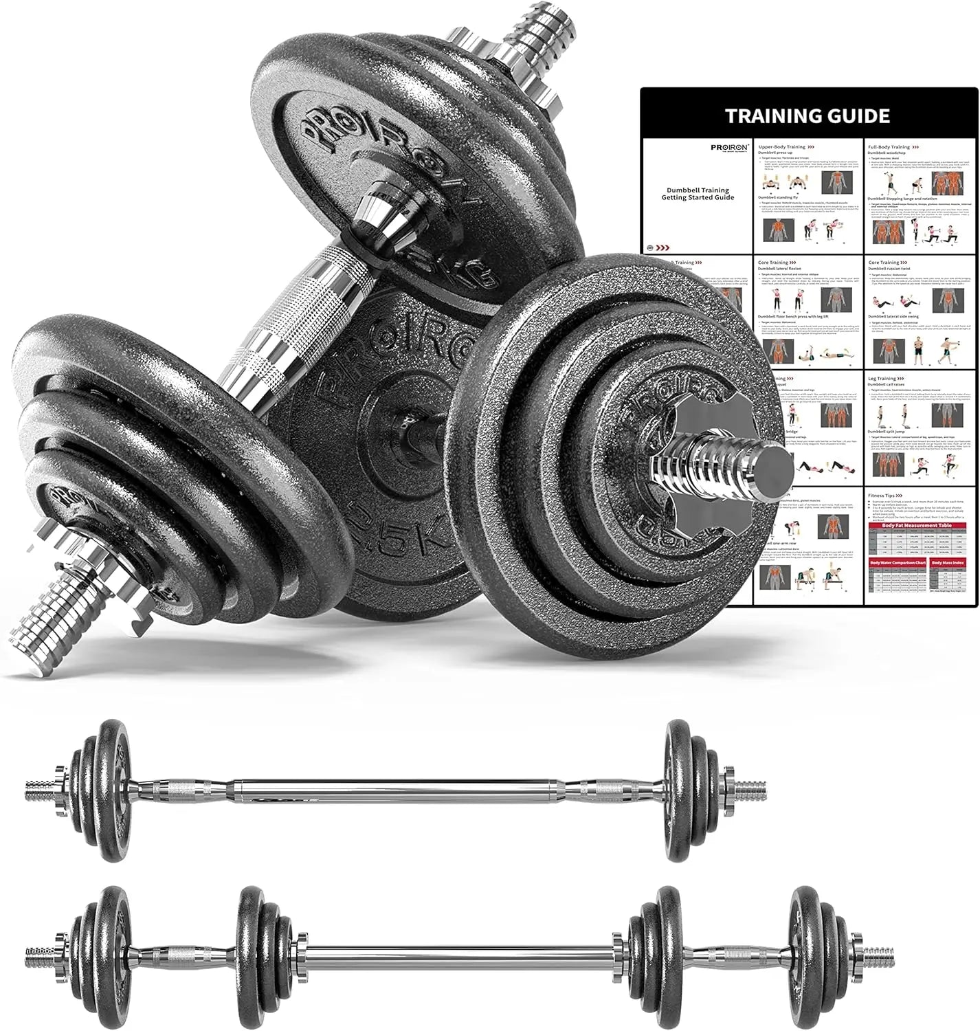 44lb Adjustable Cast Iron Dumbbell Set