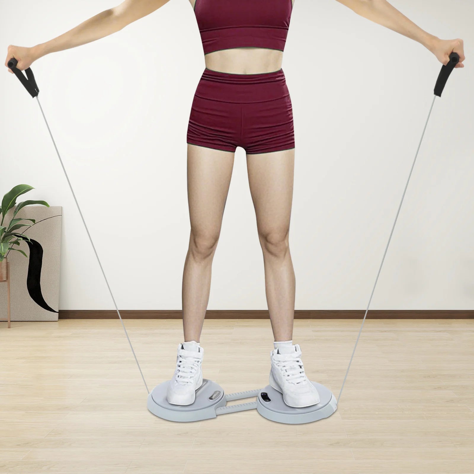 Waist Twisting Fitness Board with Elastic Tension Ropes