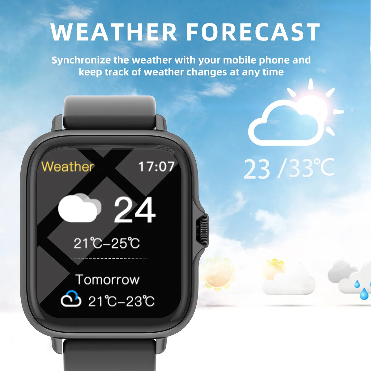 Unisex 1.83'' Waterproof Fitness Smartwatch