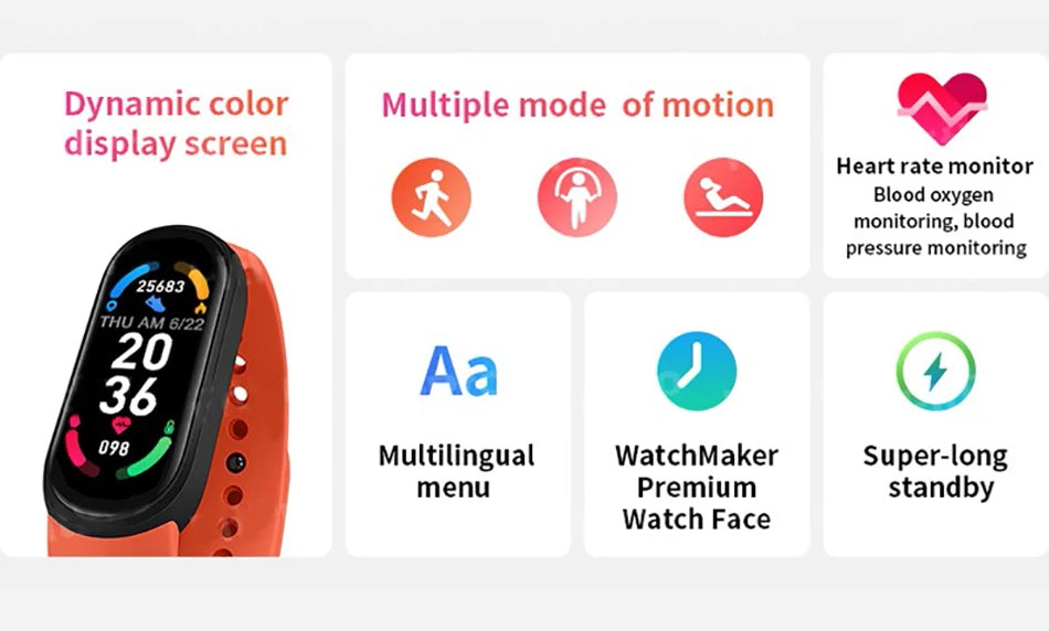 M6 Fitness Smartwatch for Men & Women