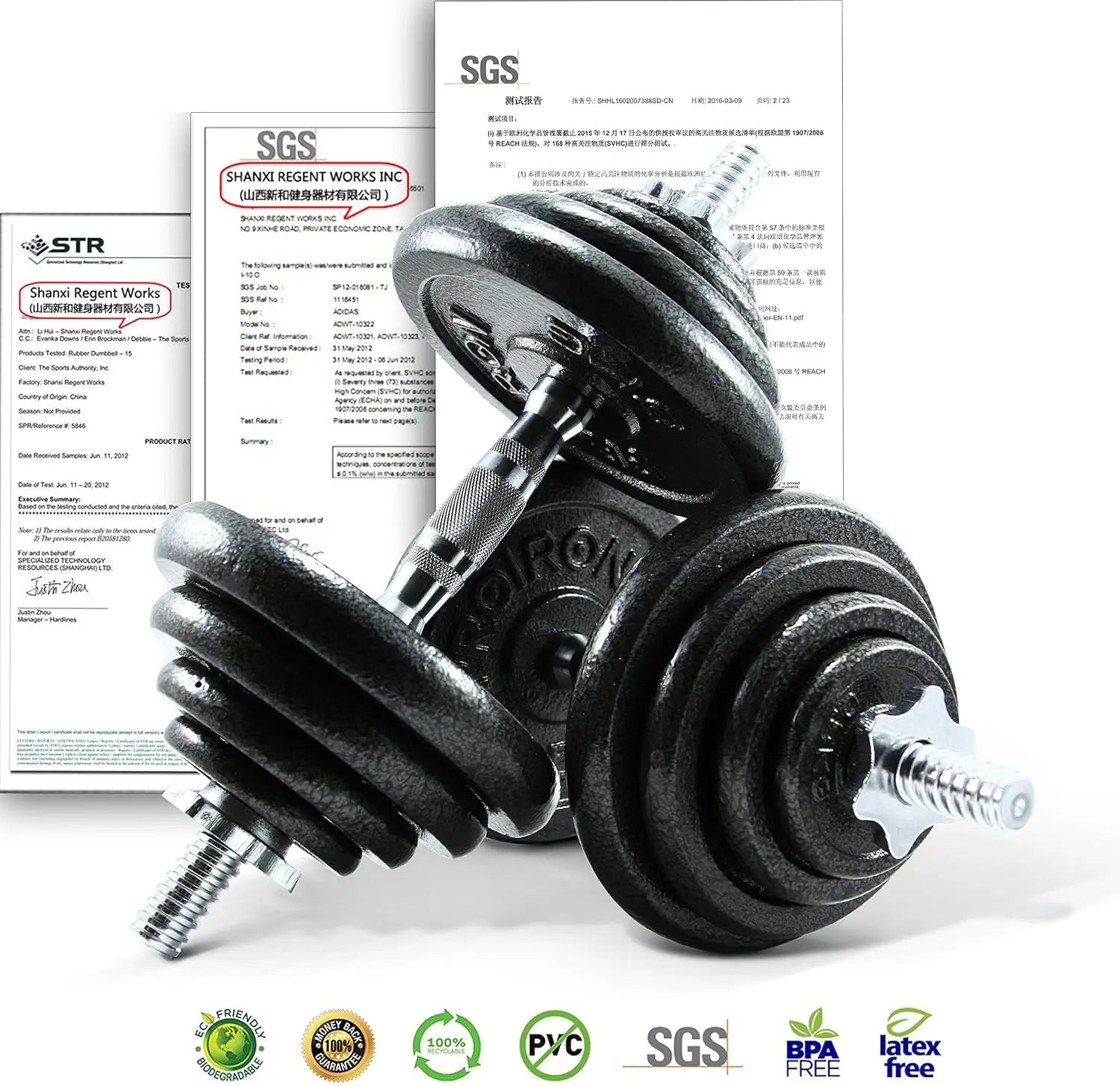 44lb Adjustable Cast Iron Dumbbell Set