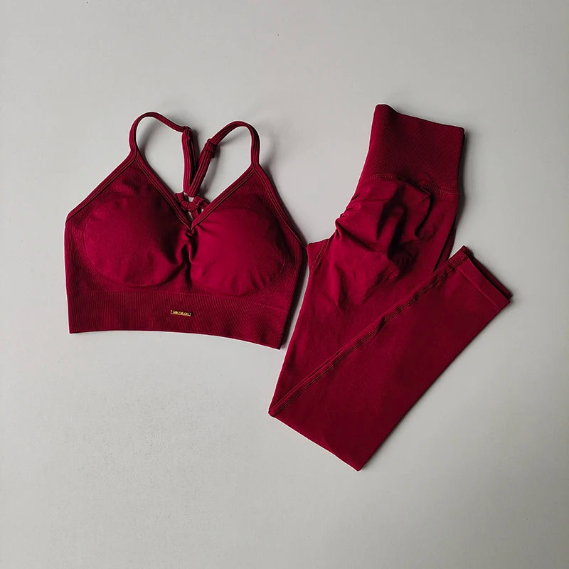 Women’s Seamless Hip-Lifting V-Neck Yoga Set