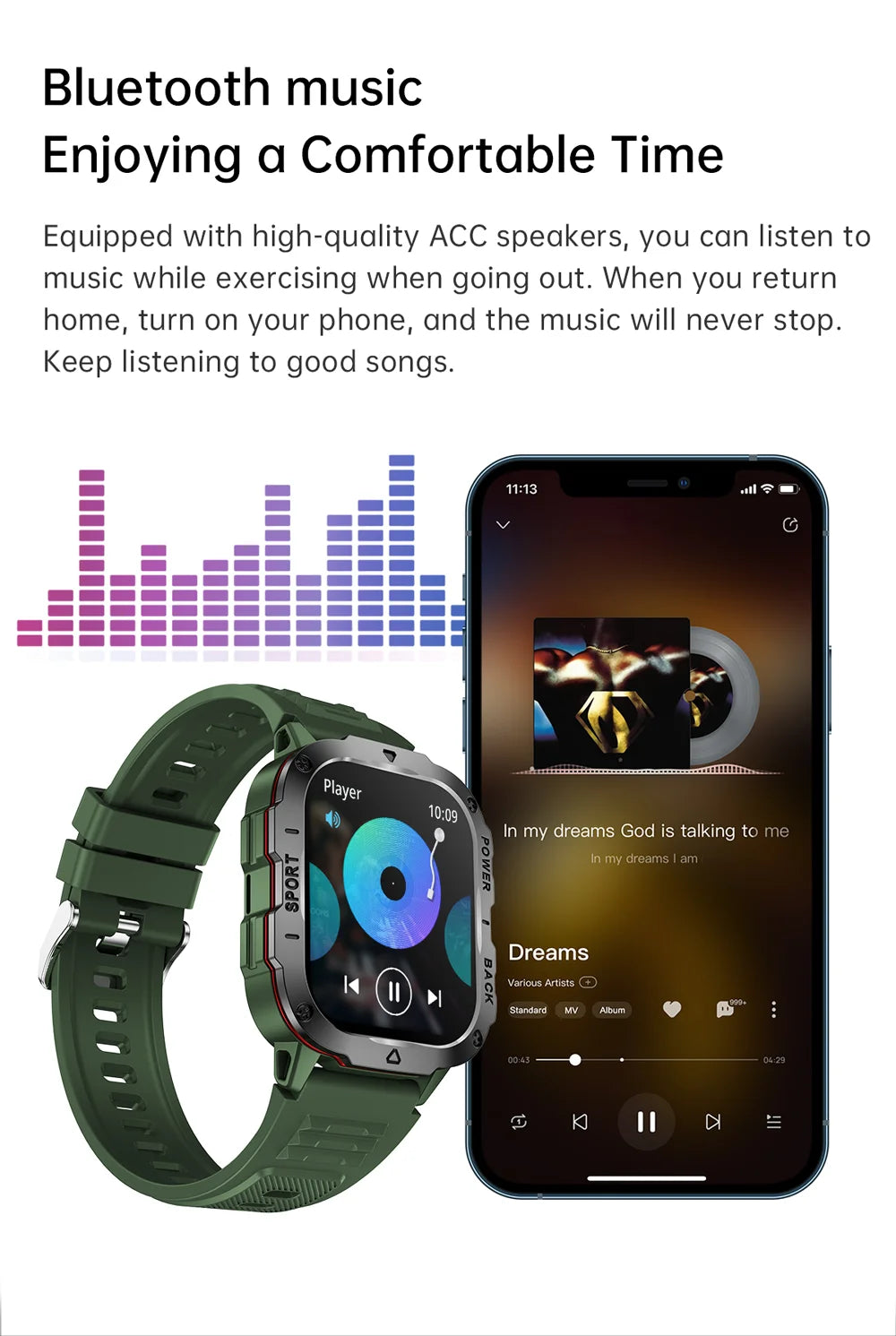 KM01 Smart Watch for Men – Bluetooth Calls, 2.01" TFT Screen, Music & SMS