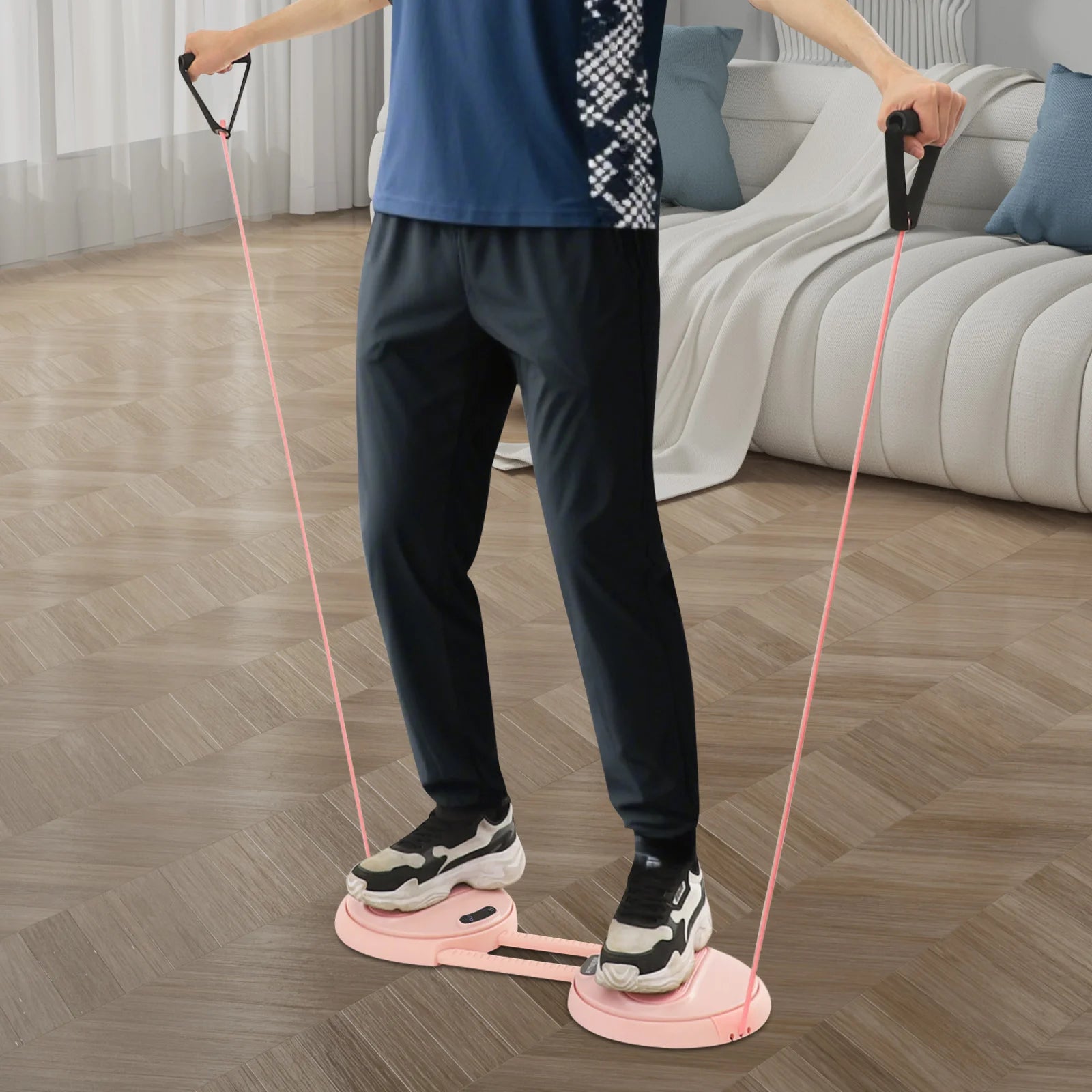 Waist Twisting Fitness Board with Elastic Tension Ropes