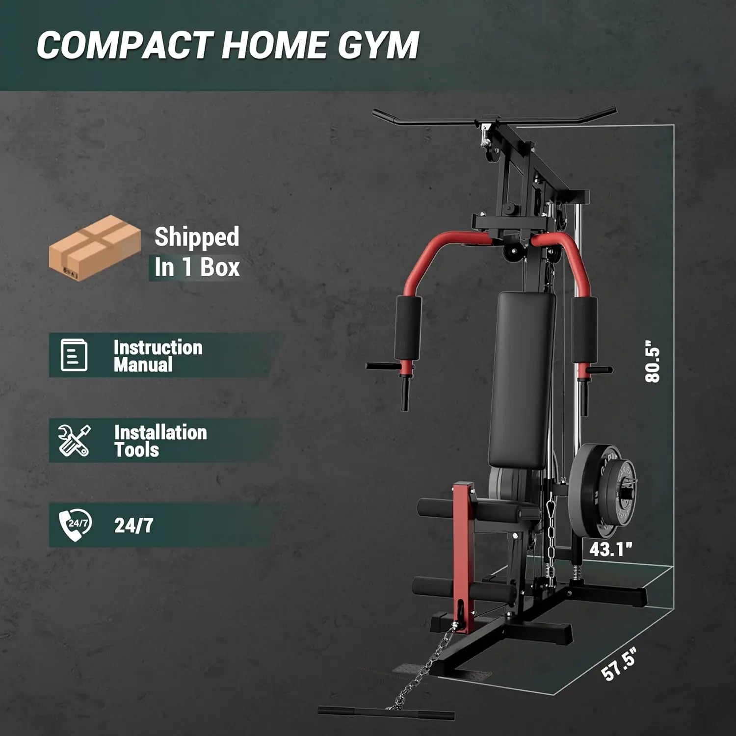 Home Gym Full Body Strength Training Machine with Pulley & Leg Press