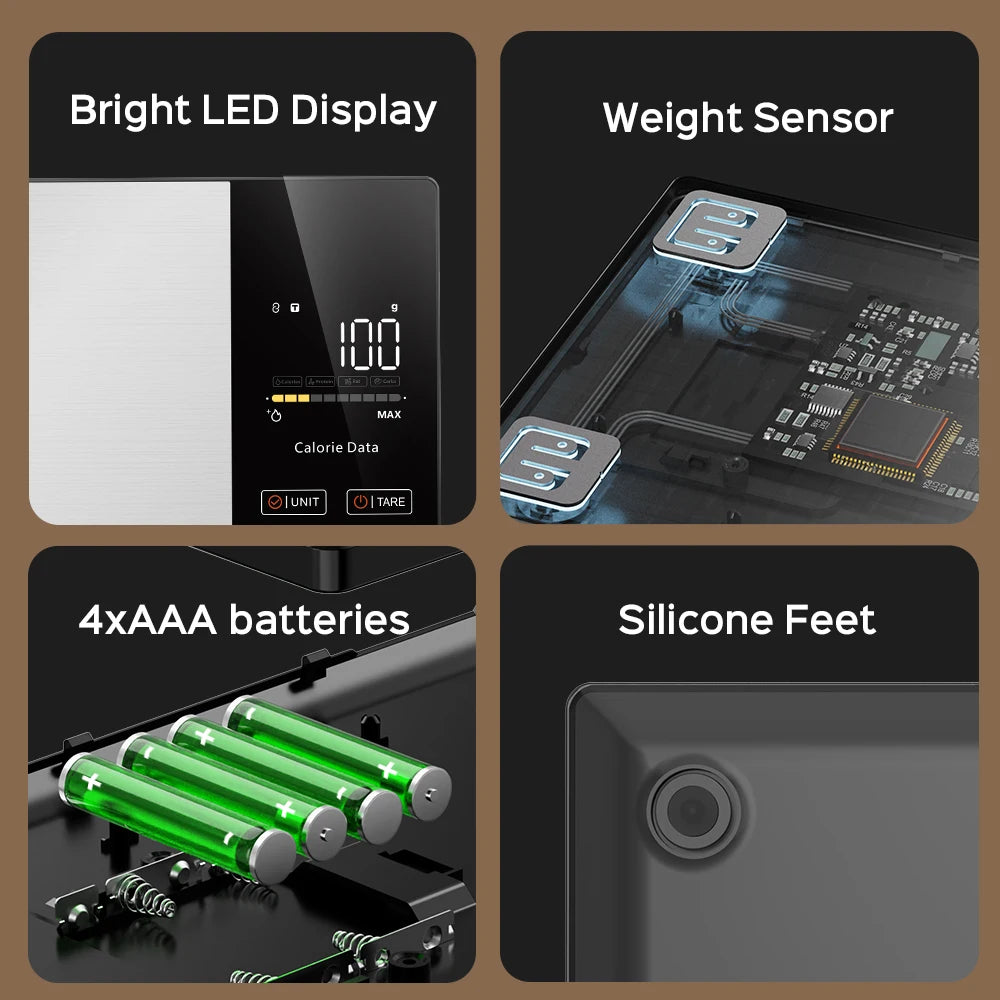 Smart Kitchen Scale 11LB/5kg Stainless Steel