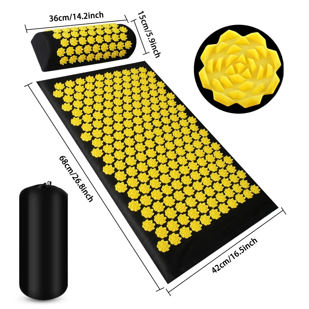 Acupressure Yoga Mat with Kuznetsov Applicator & Spike Cushion