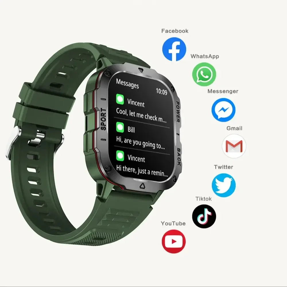 KM01 Smart Watch for Men – Bluetooth Calls, 2.01" TFT Screen, Music & SMS
