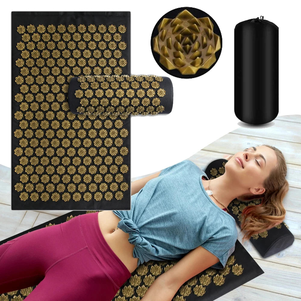 Acupressure Yoga Mat with Kuznetsov Applicator & Spike Cushion
