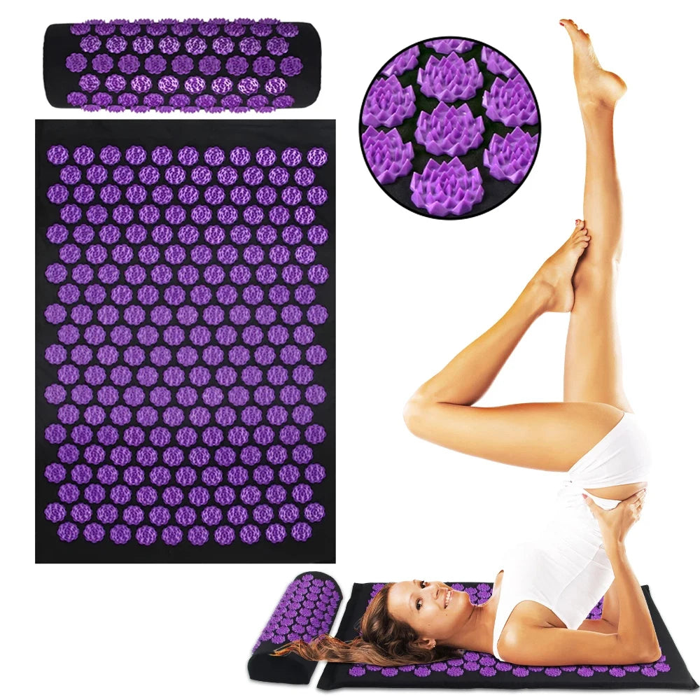 Acupressure Yoga Mat with Kuznetsov Applicator & Spike Cushion