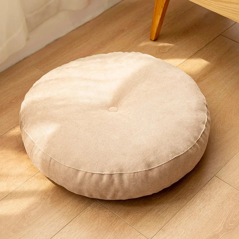 Floor Seat Pillow – Solid Color Round Cushion for Meditation & Yoga