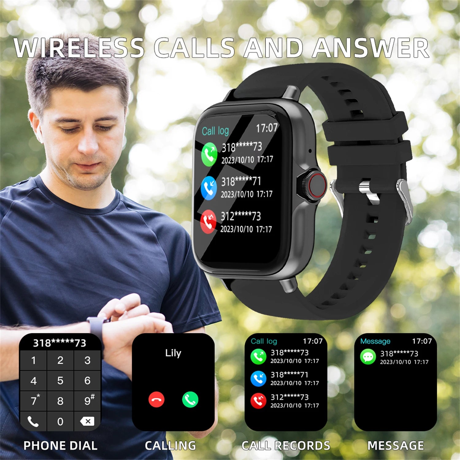 Unisex 1.83'' Waterproof Fitness Smartwatch