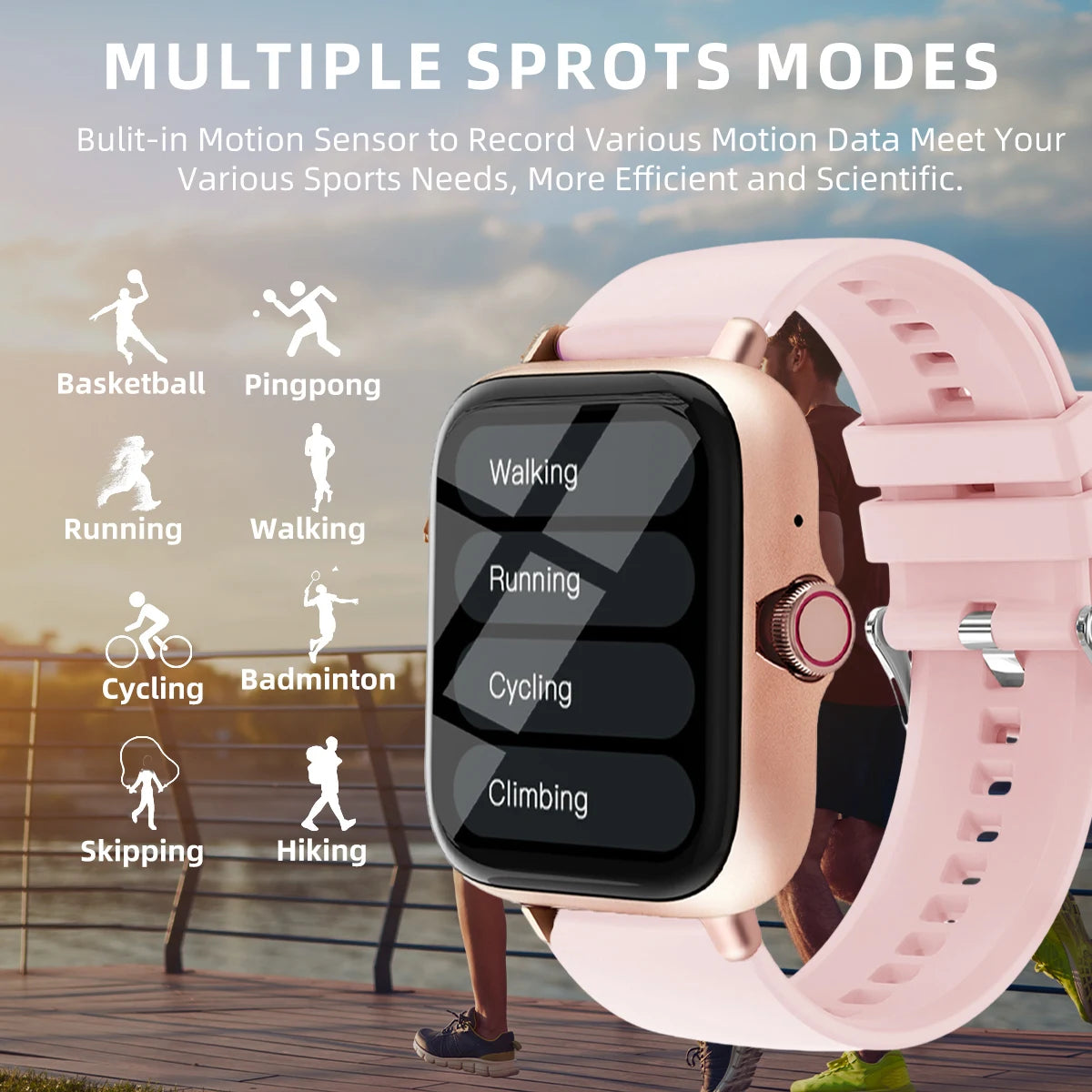 Unisex 1.83'' Waterproof Fitness Smartwatch