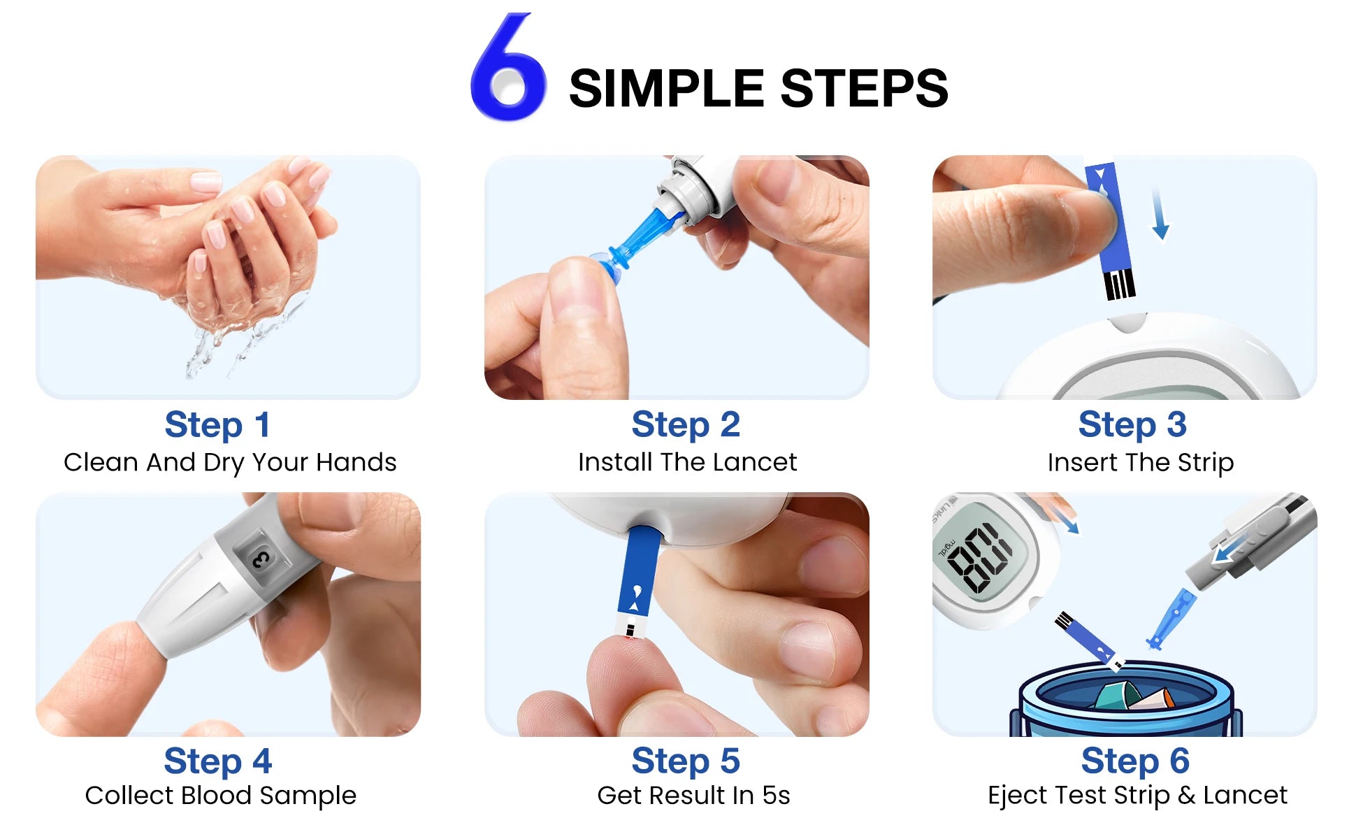 LinkSun Blood Glucose Meter G-425-3 with No-Code Test Strips