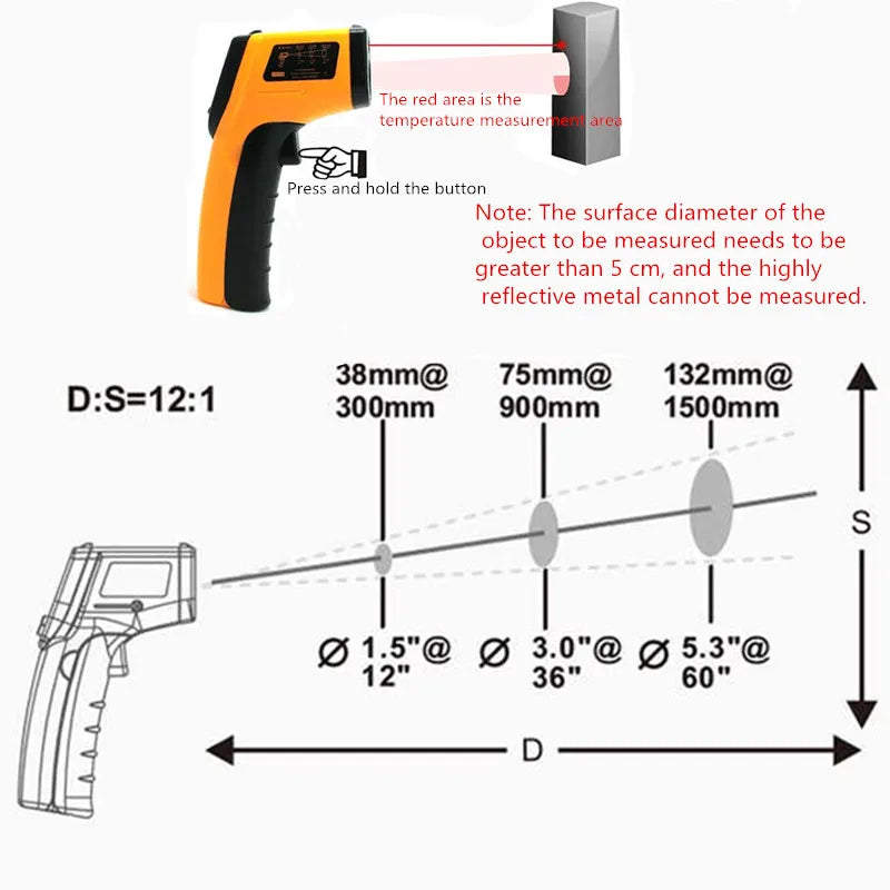 Digital Infrared Thermometer Contactless IR Laser Pyrometer