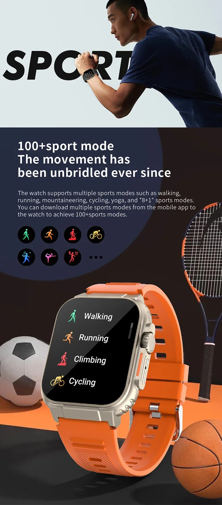 A70 Smart Watch 1.96" Bluetooth Call, Music