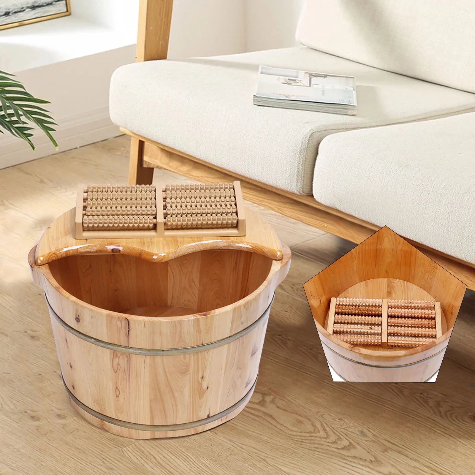 Cedar Wood Foot Bath Tub Set